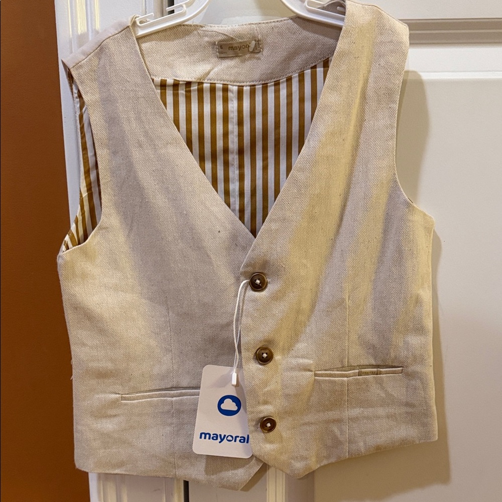 Mayoral Light Tan Buttoned Vest